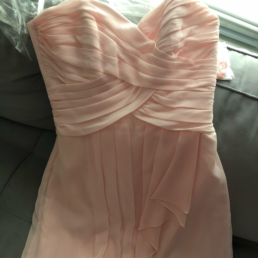 David’s Bridal Strapless Crinkled Chiffon Dress